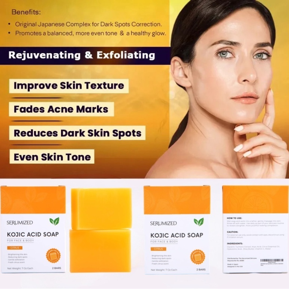Dark Spot Remover Soap Bars with Vitamin C, Turmeric, Hyaluronic Acid, - Picture 5 of 9